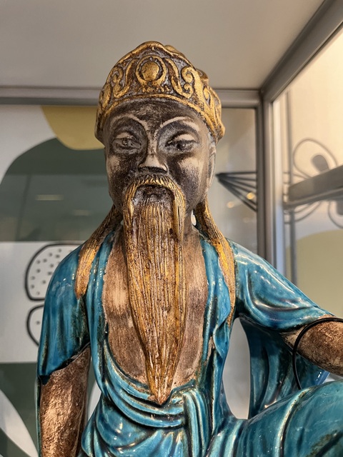 古玩陶瓷藍黃釉人物塑像真品鑒賞圖