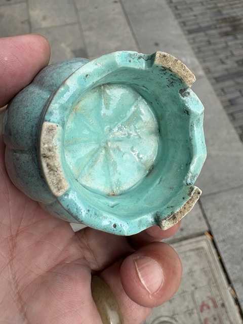 古玩陶瓷爐鈞釉瓜棱水盂真品鑒賞圖
