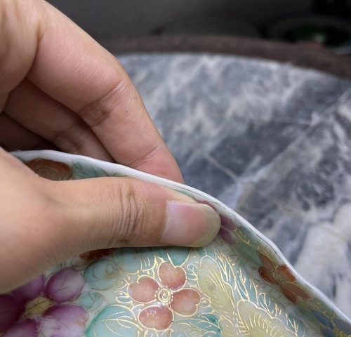 古玩陶瓷粉彩百花不落地茶盤(pán)真品鑒賞圖