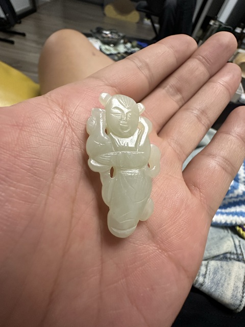 古玩玉器童子花片真品鑒賞圖