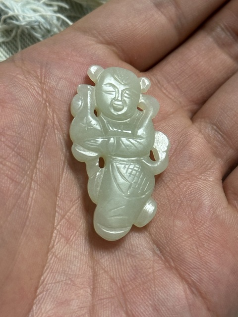古玩玉器童子花片真品鑒賞圖