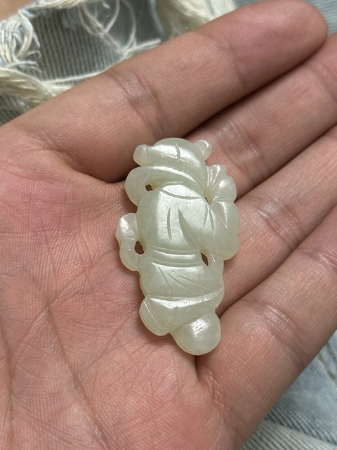 古玩玉器童子花片真品鑒賞圖