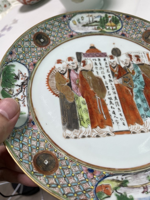 古玩陶瓷五彩人物故事紋盤真品鑒賞圖