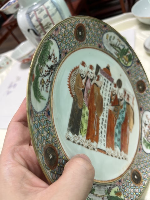 古玩陶瓷五彩人物故事紋盤真品鑒賞圖