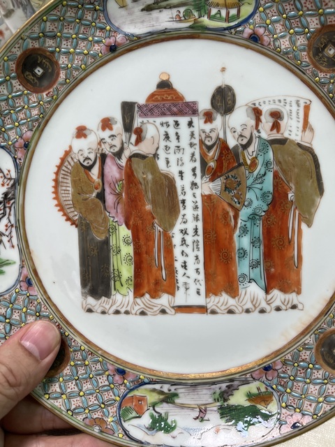 古玩陶瓷五彩人物故事紋盤真品鑒賞圖