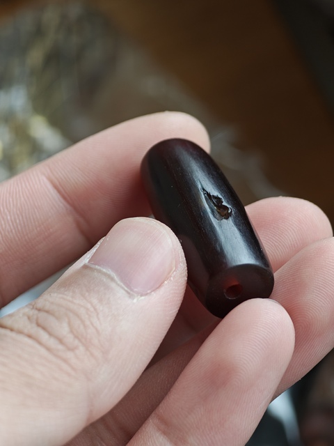 古玩玉器瑪瑙管珠真品鑒賞圖