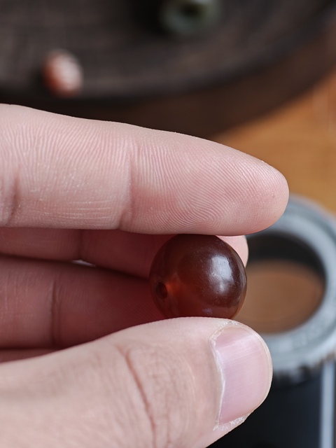 古玩玉器老瑪瑙珠真品鑒賞圖