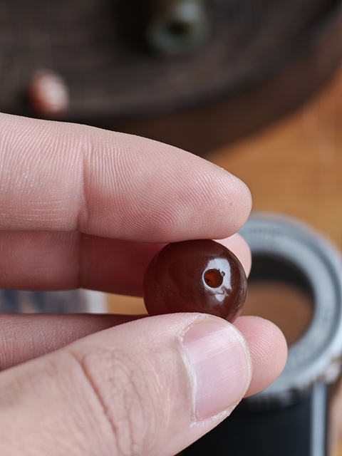 古玩玉器老瑪瑙珠真品鑒賞圖