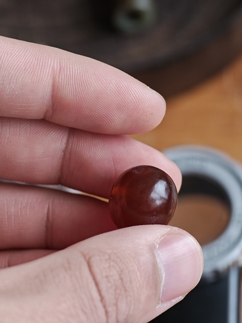 古玩玉器老瑪瑙珠真品鑒賞圖