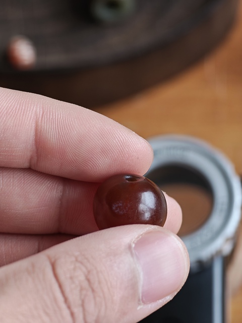 古玩玉器老瑪瑙珠真品鑒賞圖