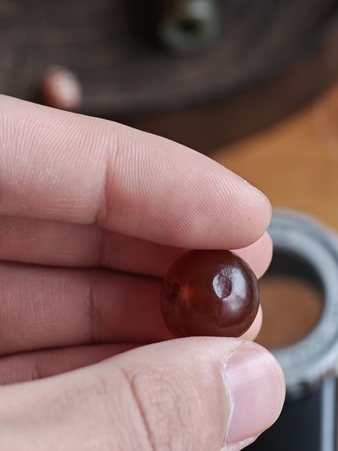 古玩玉器老瑪瑙珠真品鑒賞圖