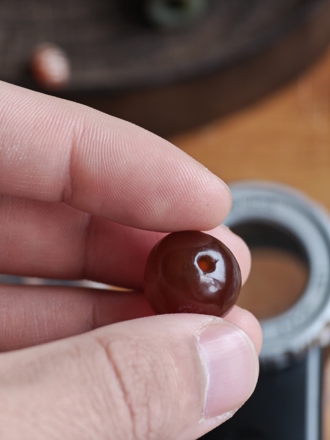 古玩玉器老瑪瑙珠真品鑒賞圖