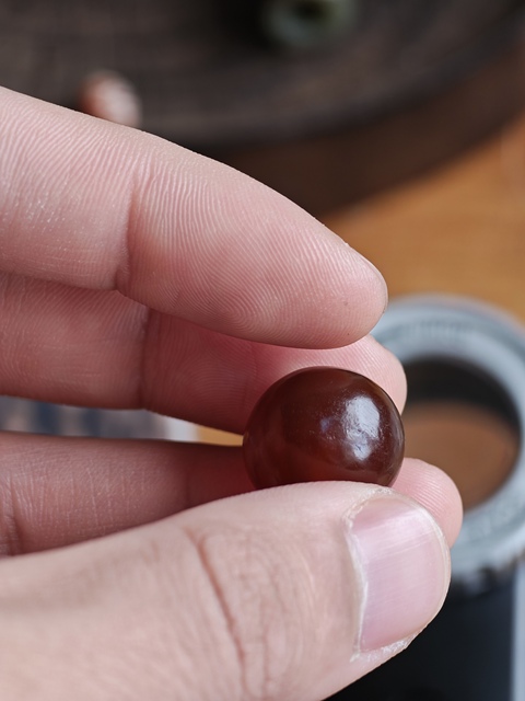 古玩玉器老瑪瑙珠真品鑒賞圖