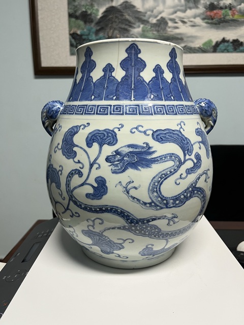 古玩陶瓷龍紋象耳尊真品鑒賞圖