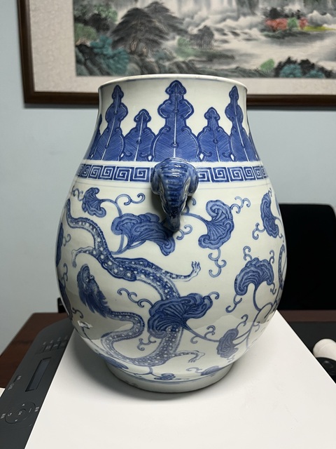 古玩陶瓷龍紋象耳尊真品鑒賞圖