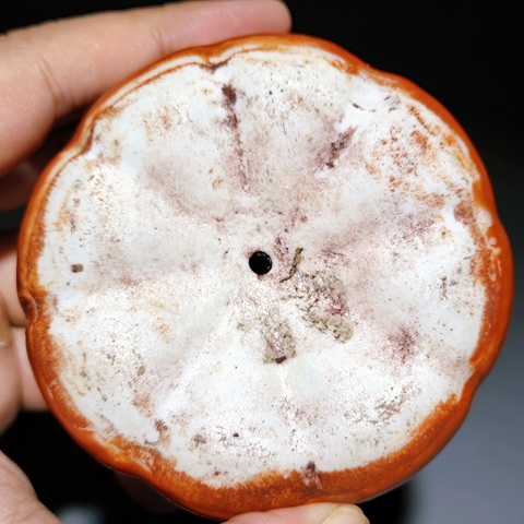 古玩陶瓷民國(guó)·**紅釉像生瓷南瓜精品擺件拍賣，當(dāng)前價(jià)格1280元
