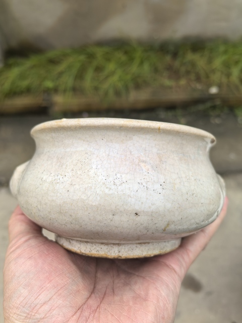 古玩陶瓷哥釉獅耳爐真品鑒賞圖