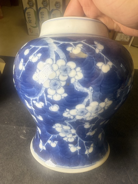 古玩陶瓷青花留白冰梅紋將軍罐真品鑒賞圖