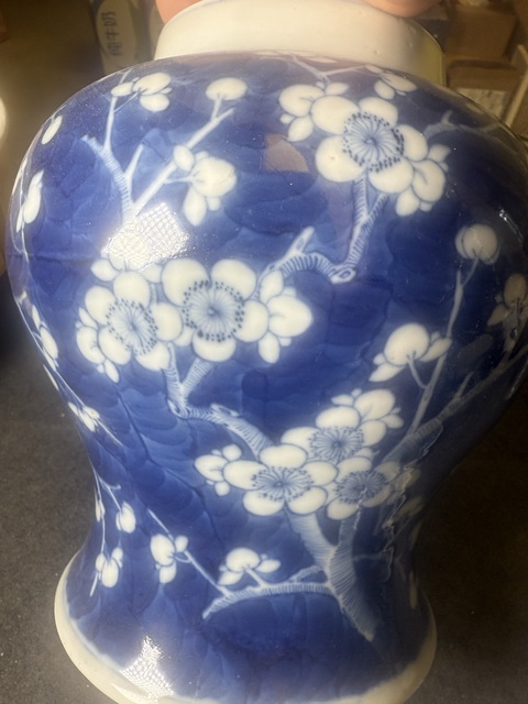 古玩陶瓷青花留白冰梅紋將軍罐真品鑒賞圖
