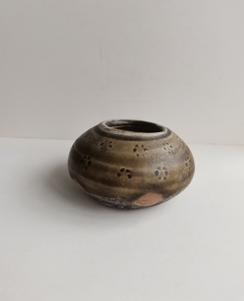 古玩陶瓷長沙窯青釉印花水盂真品鑒賞圖