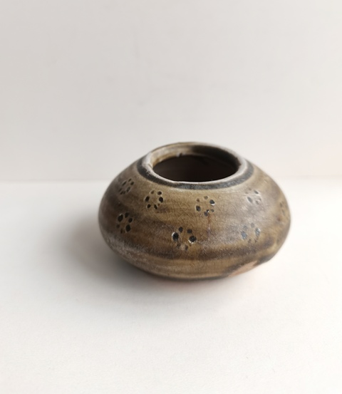 古玩陶瓷長沙窯青釉印花水盂真品鑒賞圖