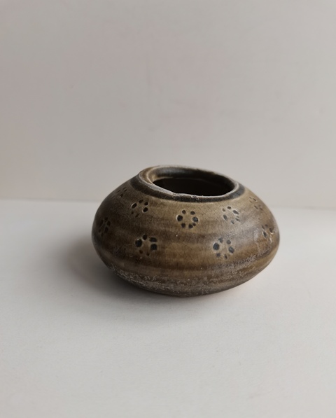 古玩陶瓷長沙窯青釉印花水盂真品鑒賞圖