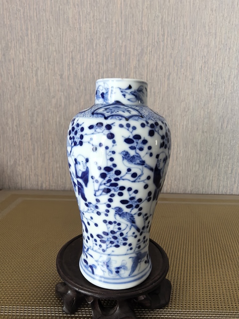 古玩陶瓷喜報(bào)平安青花雞腿瓶真品鑒賞圖