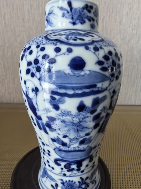 古玩陶瓷喜報(bào)平安青花雞腿瓶真品鑒賞圖