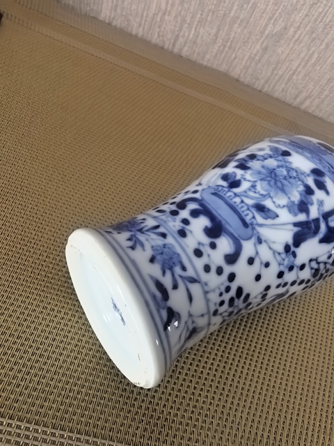 古玩陶瓷喜報(bào)平安青花雞腿瓶真品鑒賞圖