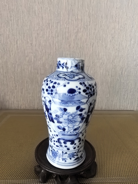 古玩陶瓷喜報(bào)平安青花雞腿瓶真品鑒賞圖