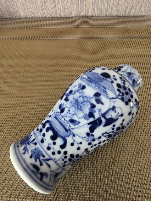 古玩陶瓷喜報(bào)平安青花雞腿瓶真品鑒賞圖
