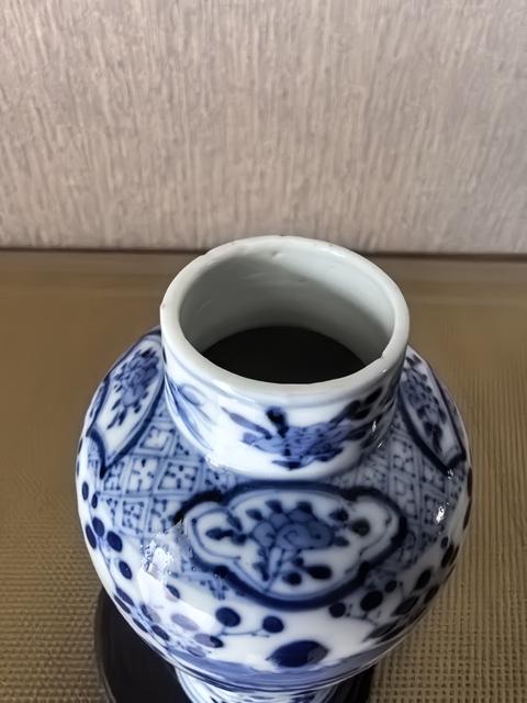 古玩陶瓷喜報(bào)平安青花雞腿瓶真品鑒賞圖