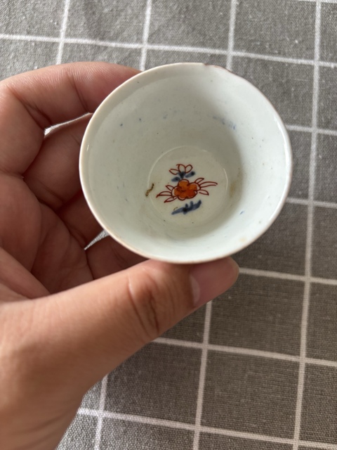 古玩陶瓷晚清青花礬紅描金杯真品鑒賞圖
