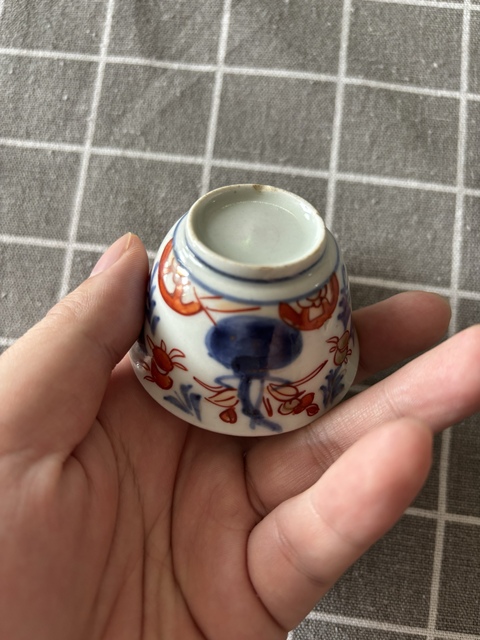 古玩陶瓷晚清青花礬紅描金杯真品鑒賞圖