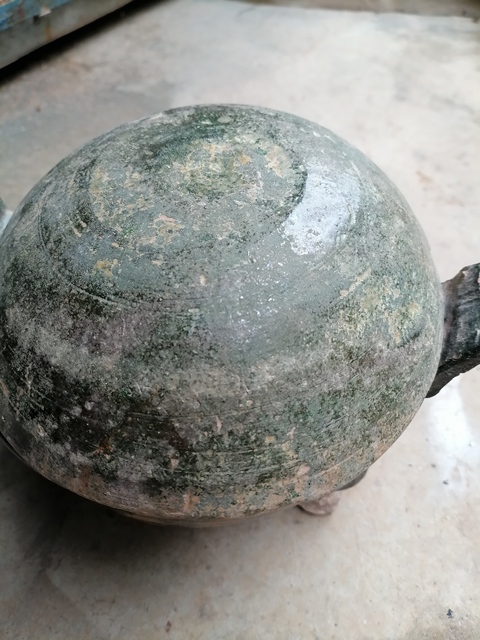 古玩陶瓷漢綠釉鼎真品鑒賞圖