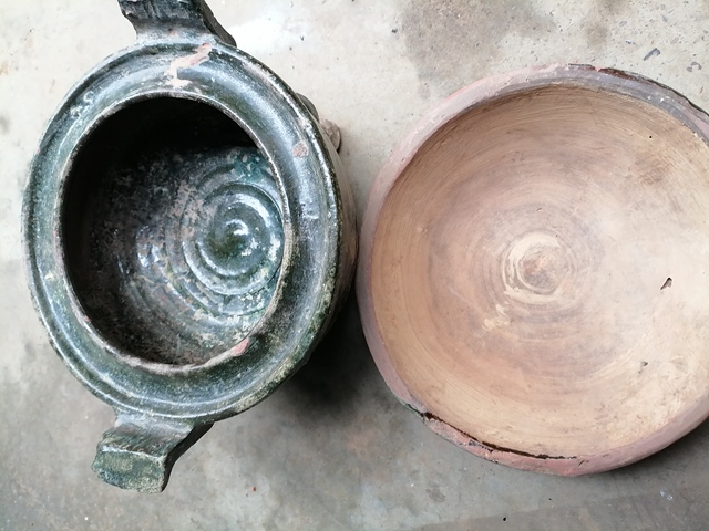 古玩陶瓷漢綠釉鼎真品鑒賞圖