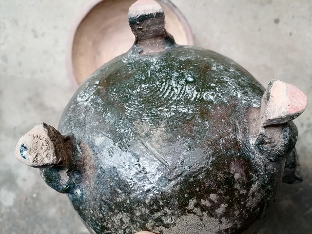 古玩陶瓷漢綠釉鼎真品鑒賞圖