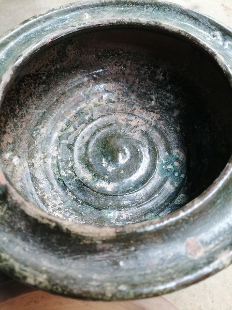 古玩陶瓷漢綠釉鼎真品鑒賞圖