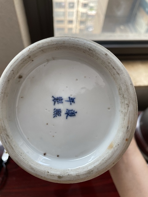 古玩陶瓷光緒·青花開窗人物花卉紋瓶 真品鑒賞圖
