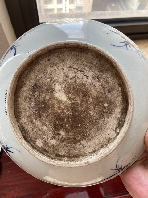 古玩銅器清中早·青花山水人物紋盤 真品鑒賞圖