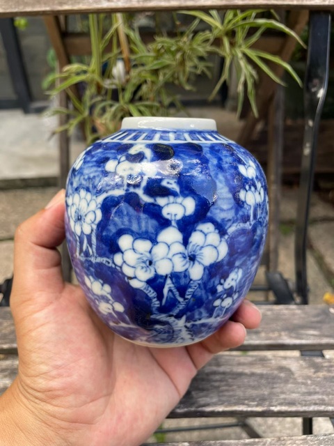 古玩陶瓷青花冰梅罐真品鑒賞圖