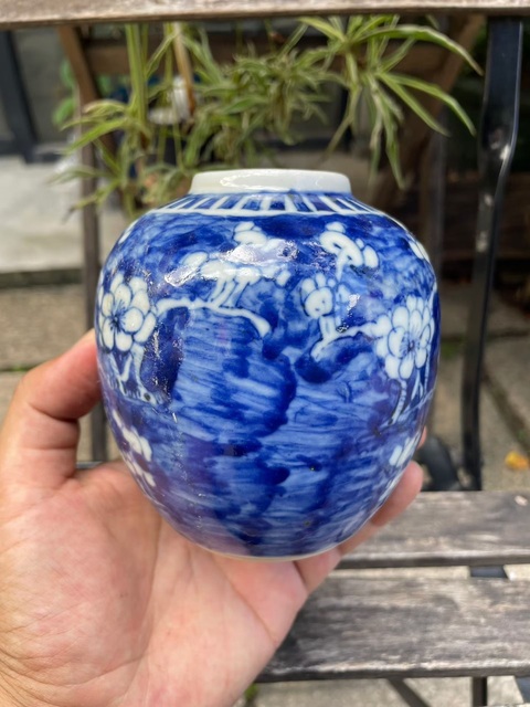 古玩陶瓷青花冰梅罐真品鑒賞圖