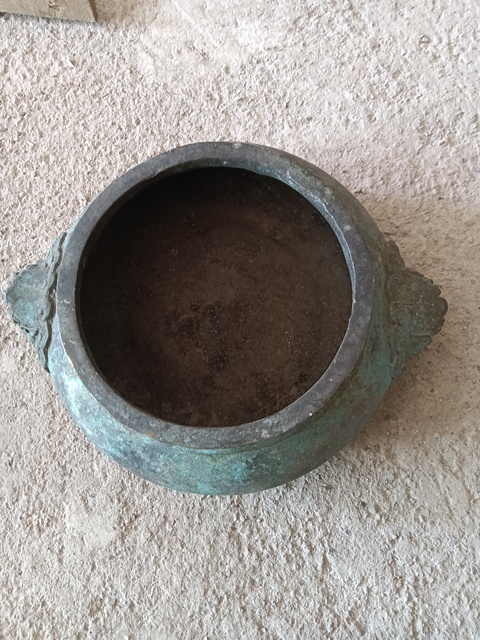 古玩銅器銅獅耳爐真品鑒賞圖