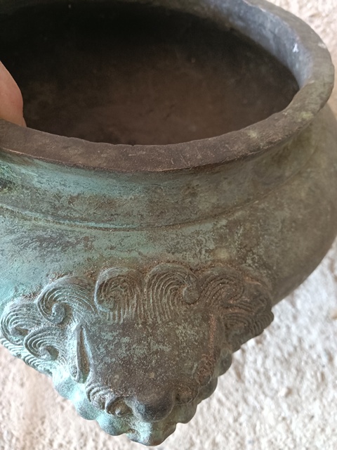 古玩銅器銅獅耳爐真品鑒賞圖