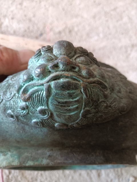 古玩銅器銅獅耳爐真品鑒賞圖