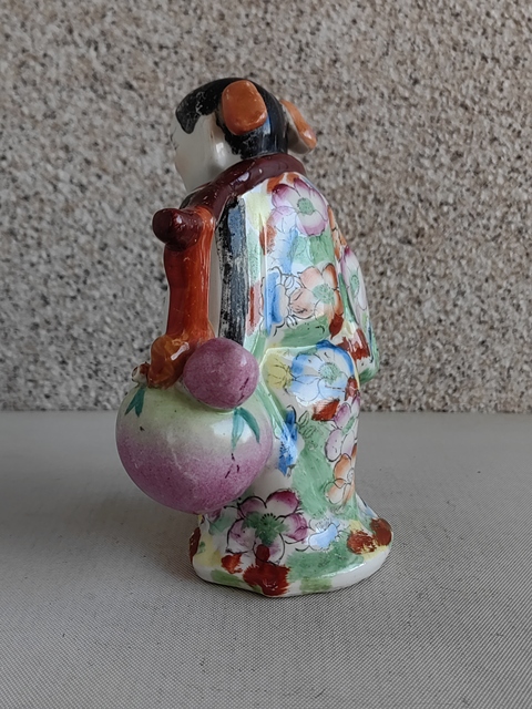 古玩陶瓷粉彩招財童子瓷塑拍賣，當前價格298元
