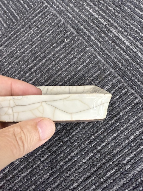 古玩陶瓷 哥釉四方盤真品鑒賞圖