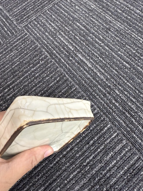 古玩陶瓷 哥釉四方盤真品鑒賞圖