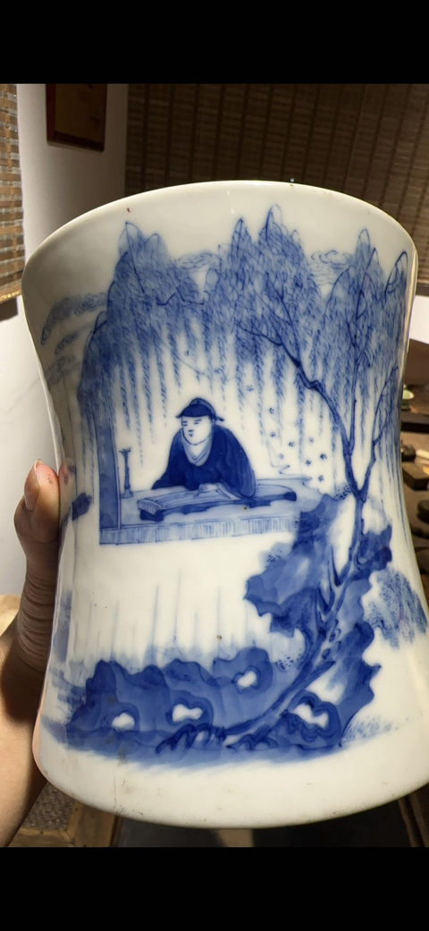 古玩陶瓷青花筆筒真品鑒賞圖