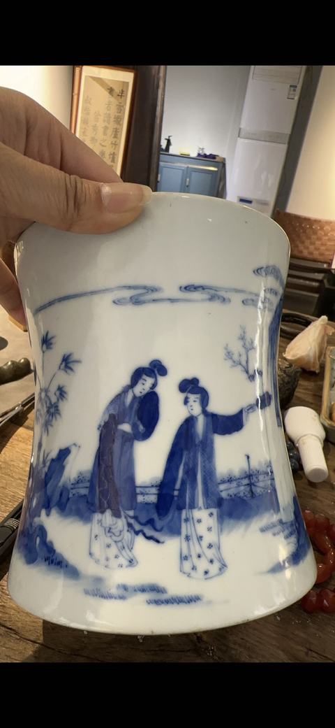 古玩陶瓷青花筆筒真品鑒賞圖